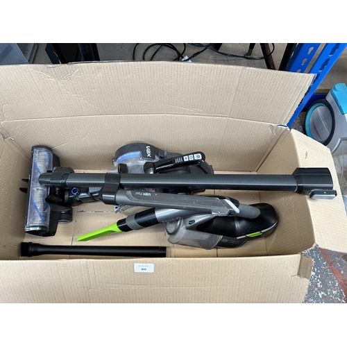 835 - Two cordless bagless handheld vacuum cleaners, one Vax Blade 4 with attachments and one Gtech