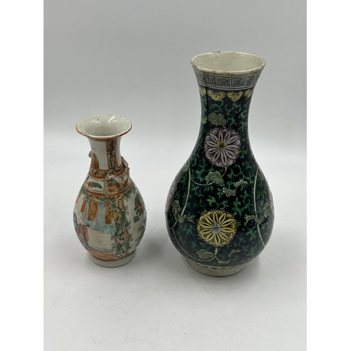 314 - Two Chinese hand painted porcelain vases - largest approx. 22cm high