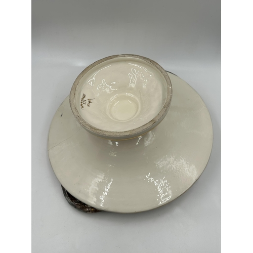 323 - A Capodimonte No. 221 twin handled circular pedestal bowl - approx. 16cm high x 40cm wide