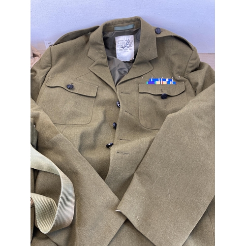 463 - A men's No.2 dress army uniform with shirt, jacket, trousers and belt