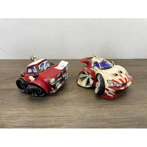 350 - Six Country Artists Speed Freaks hand painted and crafted resin car figurines