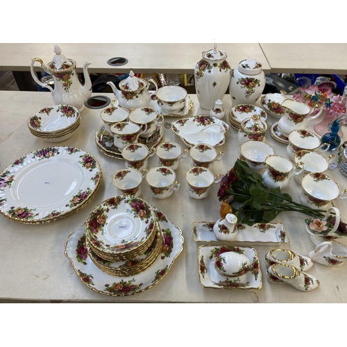 365 - A collection of Royal Albert Old Country Roses bone china to include six teacups and saucers, six co... 