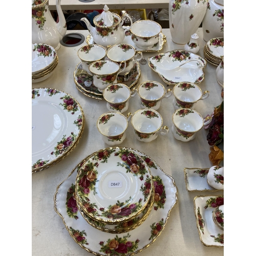 365 - A collection of Royal Albert Old Country Roses bone china to include six teacups and saucers, six co... 