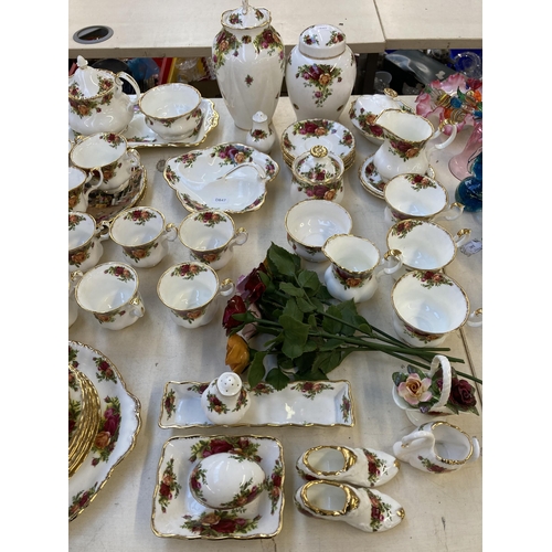 365 - A collection of Royal Albert Old Country Roses bone china to include six teacups and saucers, six co... 