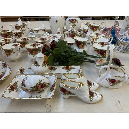 365 - A collection of Royal Albert Old Country Roses bone china to include six teacups and saucers, six co... 