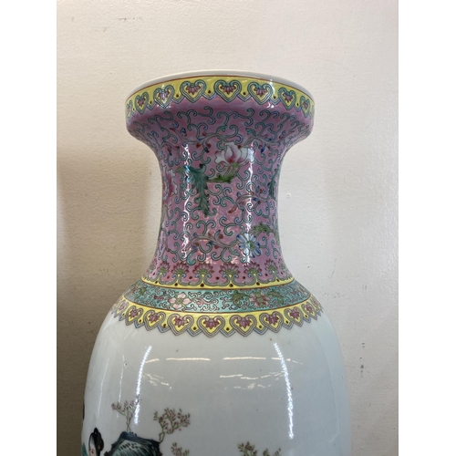 373 - A pair of Chinese Famille Rose porcelain baluster vases - approx. 60cm high