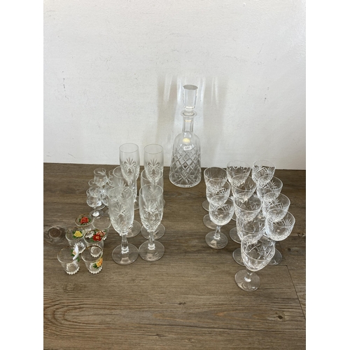 376 - A collection of glassware to include Samobor lead crystal decanter etc.