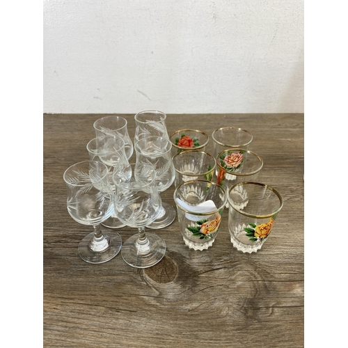 376 - A collection of glassware to include Samobor lead crystal decanter etc.