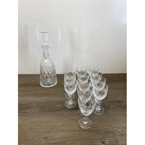 376 - A collection of glassware to include Samobor lead crystal decanter etc.