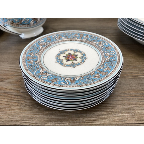 382 - Thirty four pieces of Wedgwood Florentine W2714 bone china to include two tureens, eight dinner plat... 