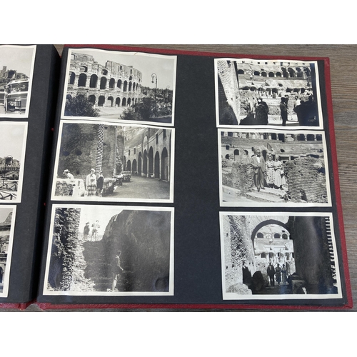 493 - An album containing a collection of mid 20th century black and white travel photographs