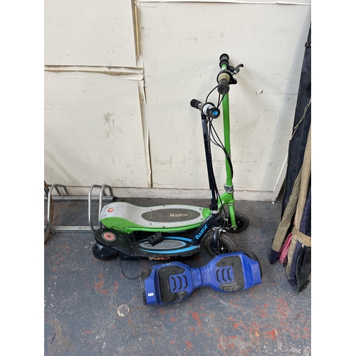 871 - Three items, two Razor electric scooters and one Gyroor G5 hoverboard