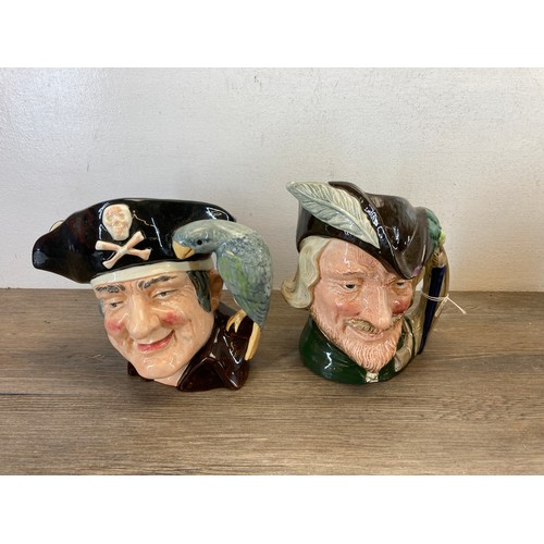 394 - Five Royal Doulton character jugs, Capt Ahab, Don Quixote, Merlin, Robin hood and Long John Silver