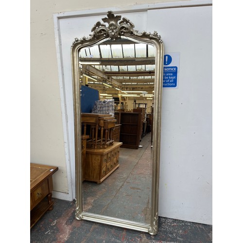 103A - A French style silver framed bevelled edge full length mirror - approx. 199cm high x 86cm wide