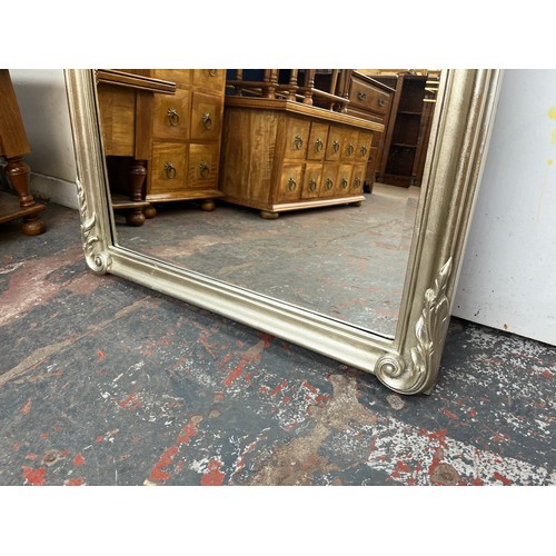 103A - A French style silver framed bevelled edge full length mirror - approx. 199cm high x 86cm wide