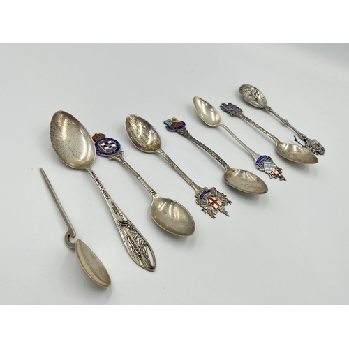 2292 - Eight spoons, seven hallmarked sterling silver and one white metal - approx. gross silver weight 90g