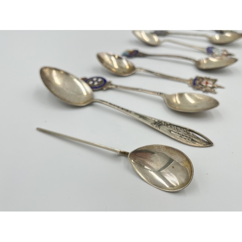 2292 - Eight spoons, seven hallmarked sterling silver and one white metal - approx. gross silver weight 90g