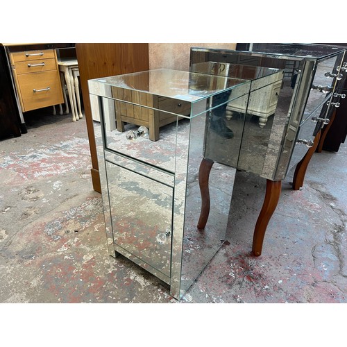137C - A contemporary mirrored glass bedside cabinet - approx. 69cm high x 35cm wide x 35cm deep