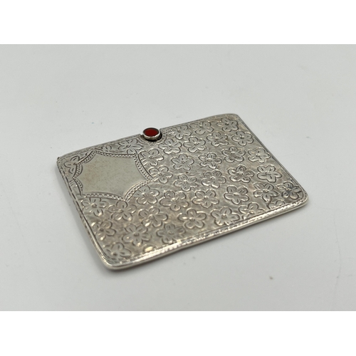 2295 - A hallmarked .925 silver stamp holder - approx. gross weight 20g and 5cm x 3.5cm