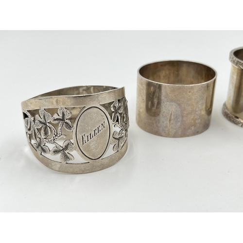 2297 - Five hallmarked sterling silver napkin rings - approx. gross weight 192g