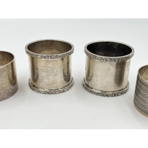 2297 - Five hallmarked sterling silver napkin rings - approx. gross weight 192g