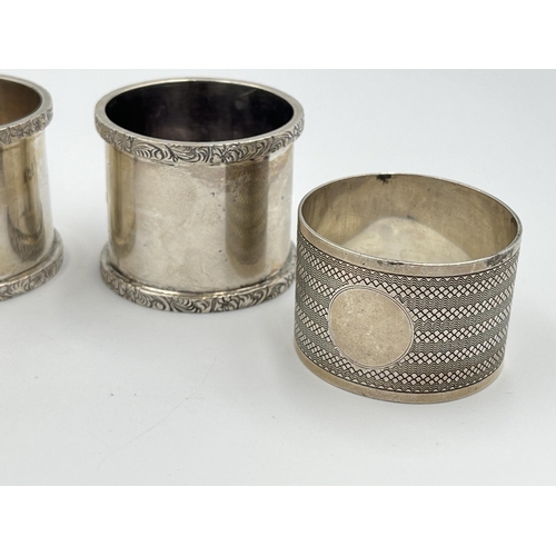 2297 - Five hallmarked sterling silver napkin rings - approx. gross weight 192g