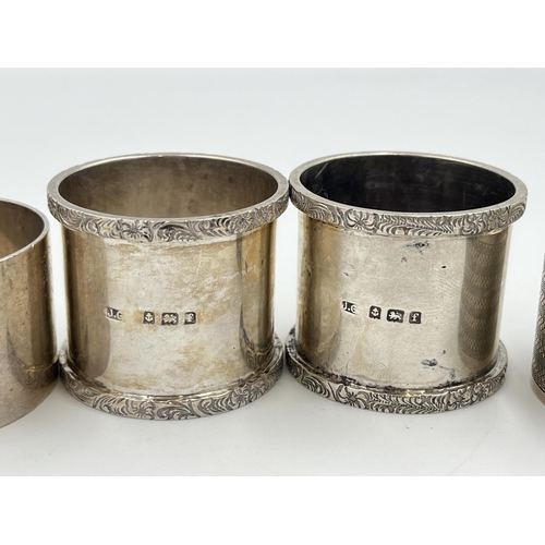 2297 - Five hallmarked sterling silver napkin rings - approx. gross weight 192g