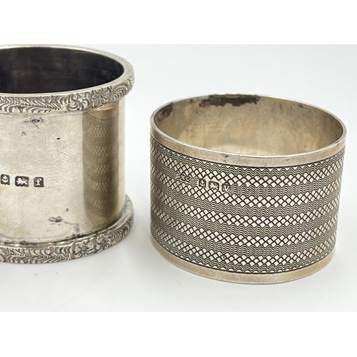 2297 - Five hallmarked sterling silver napkin rings - approx. gross weight 192g