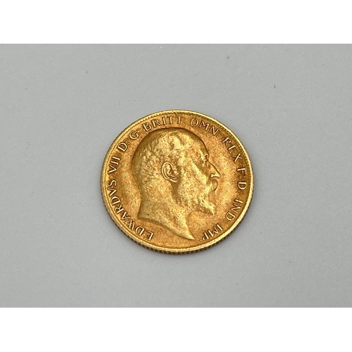 2312 - A 1907 Edward VII 22ct gold half sovereign - approx. gross weight 4g