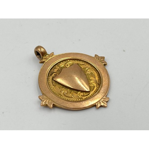 2510 - A hallmarked Birmingham 9ct gold fob - approx. gross weight 4.5g