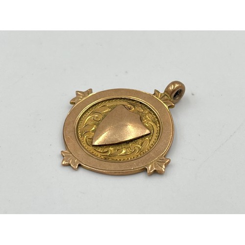 2510 - A hallmarked Birmingham 9ct gold fob - approx. gross weight 4.5g