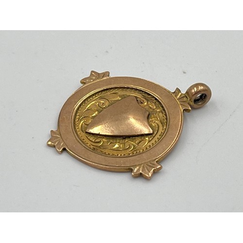 2510 - A hallmarked Birmingham 9ct gold fob - approx. gross weight 4.5g