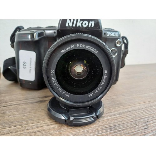 625 - A Nikon F90X autofocus 35mm SLR fitted with Nikkor 18-55mm 1:3.5-5.6G AF-P DX lens and MB-10 winder