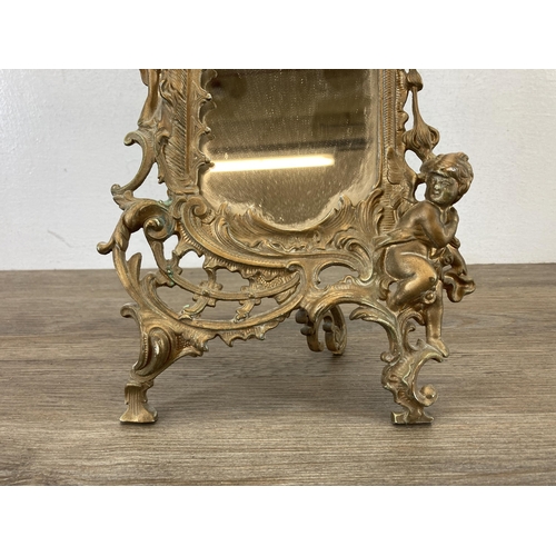 407 - A French style gilt metal easel back mirror - approx. 36cm high x 17cm wide