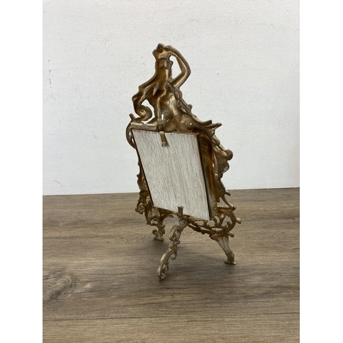 407 - A French style gilt metal easel back mirror - approx. 36cm high x 17cm wide