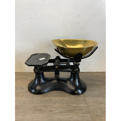 421 - Two sets of kitchen scales, one 19th century and one mid 20th century Happer together with a collect... 