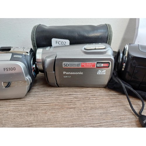 635 - Four compact digital camcorders to include Panasonic SDR-S7 etc.