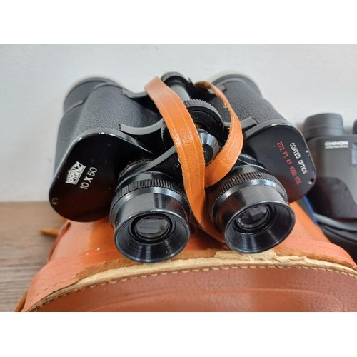 637 - Five cased items, one pair of Prinz 10 x 50 binoculars, one Minolta Riva AF35 compact 35mm camera, o... 