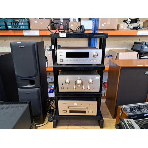 674 - A Sound Organisation hi-fi stand containing three items of Teac hi-fi, one T-H500 AM/FM tuner, one A... 