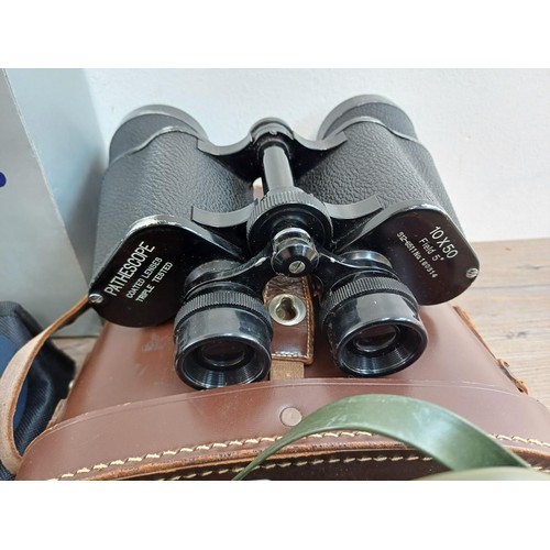 662 - Five cased pairs of binoculars, Ross Bino Prism No.5 mk.II x7, JL Breaker Optical 12 x 60WA, Ross 6 ... 