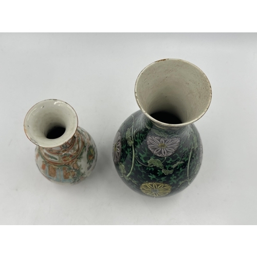 314 - Two Chinese hand painted porcelain vases - largest approx. 22cm high