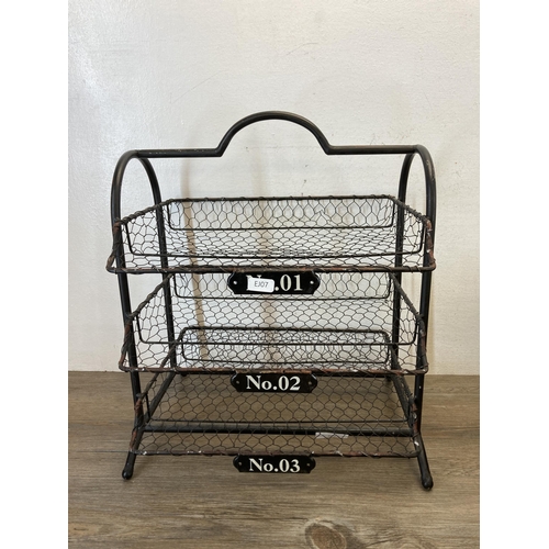 523 - Five vintage style storage trays and racks