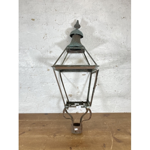 528 - A Victorian copper street lantern frame - approx. 106cm high x 38cm wide