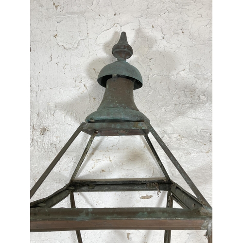 528 - A Victorian copper street lantern frame - approx. 106cm high x 38cm wide