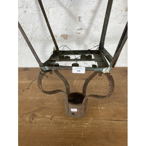 528 - A Victorian copper street lantern frame - approx. 106cm high x 38cm wide