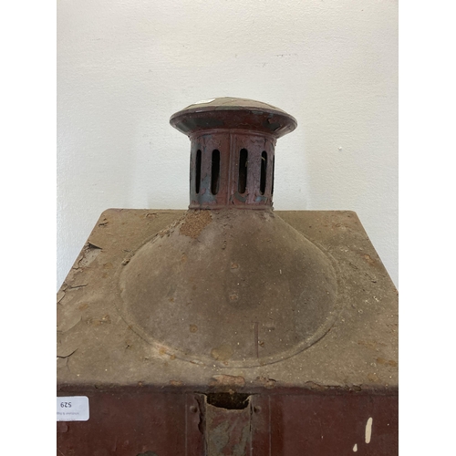 529 - A railway wall hanging station lamp case - approx. 66cm high x 37cm wide x 26cm deep