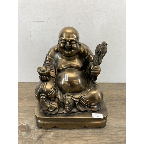 541 - A large contemporary gold painted seated Buddha figurine - approx. 48cm high x 28cm wide