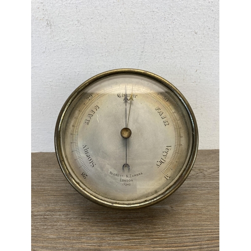 543 - A 19th century brass cased Negretti & Zambra of London barometer - model no. 17242