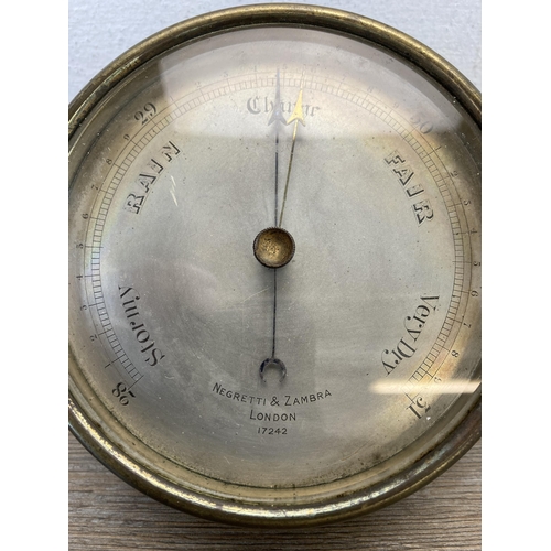 543 - A 19th century brass cased Negretti & Zambra of London barometer - model no. 17242