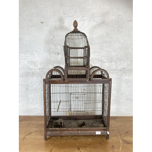 549 - A 19th century style wooden and metal bird cage - approx. 94cm high x 54cm wide x 23.5cm deep